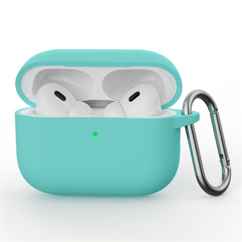 AirPods Pro 3 -kuulokkeille tarkoitettu silikonikuori, integroitu Bluetooth-kuulokkeiden suojus koukulla - Minttu
