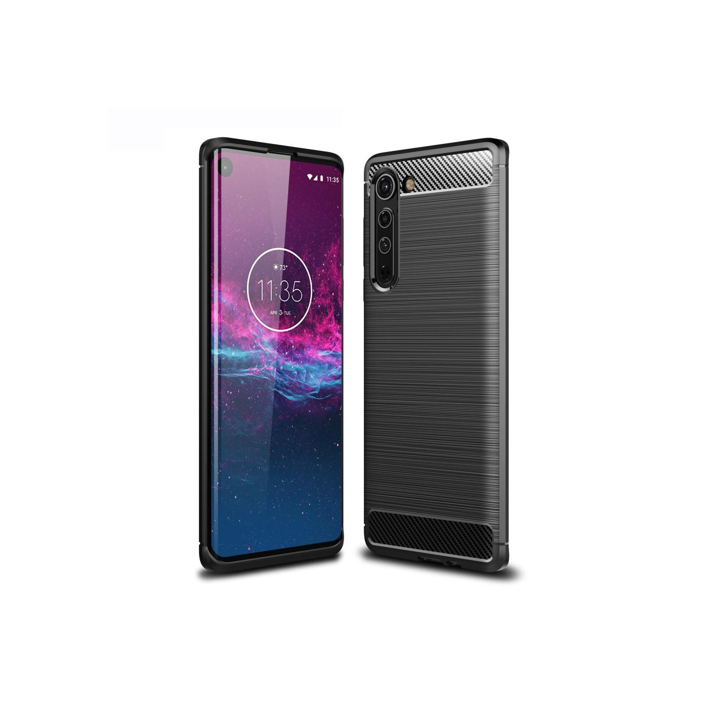 Carbon Fiber Anti - drop Soft TPU Case for Motorola Edge - Black