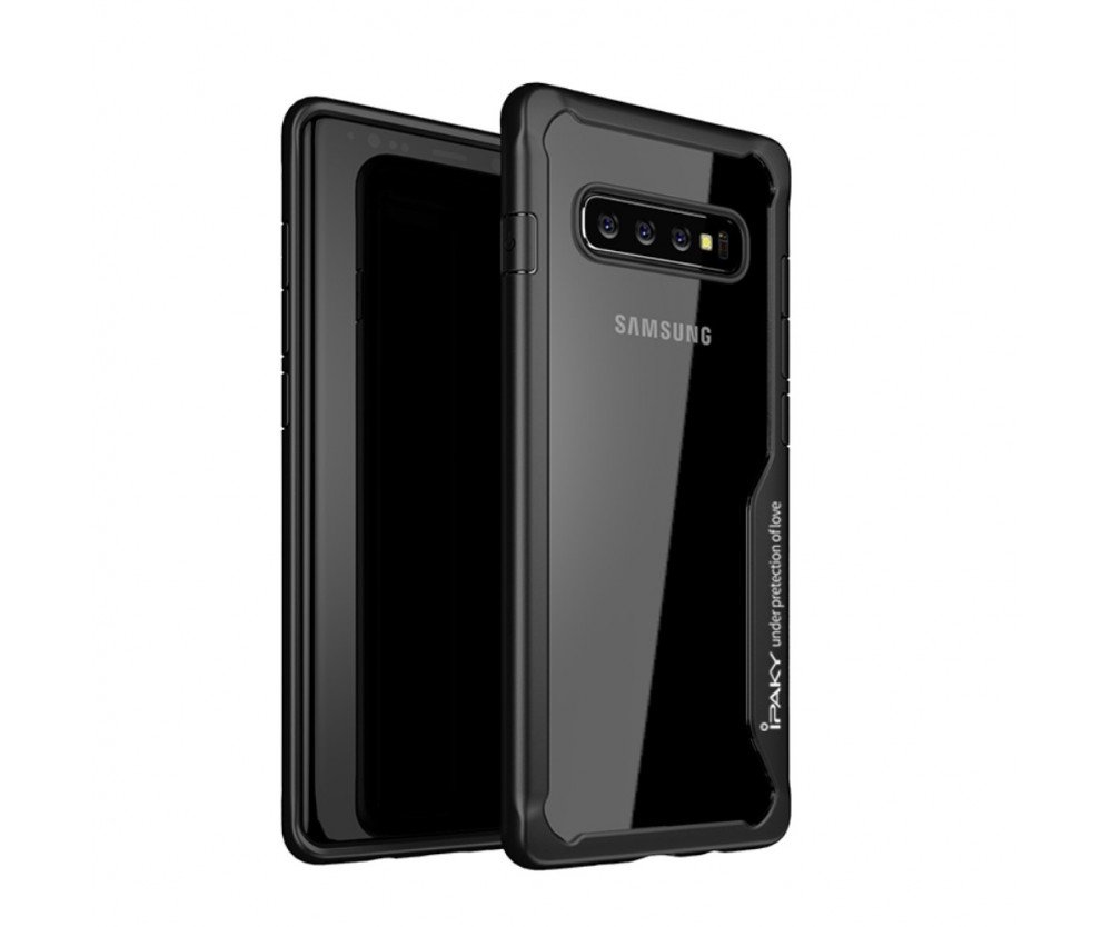 IPAKY Samsung Galaxy S10+ TPU Hybrid Skal - Svart