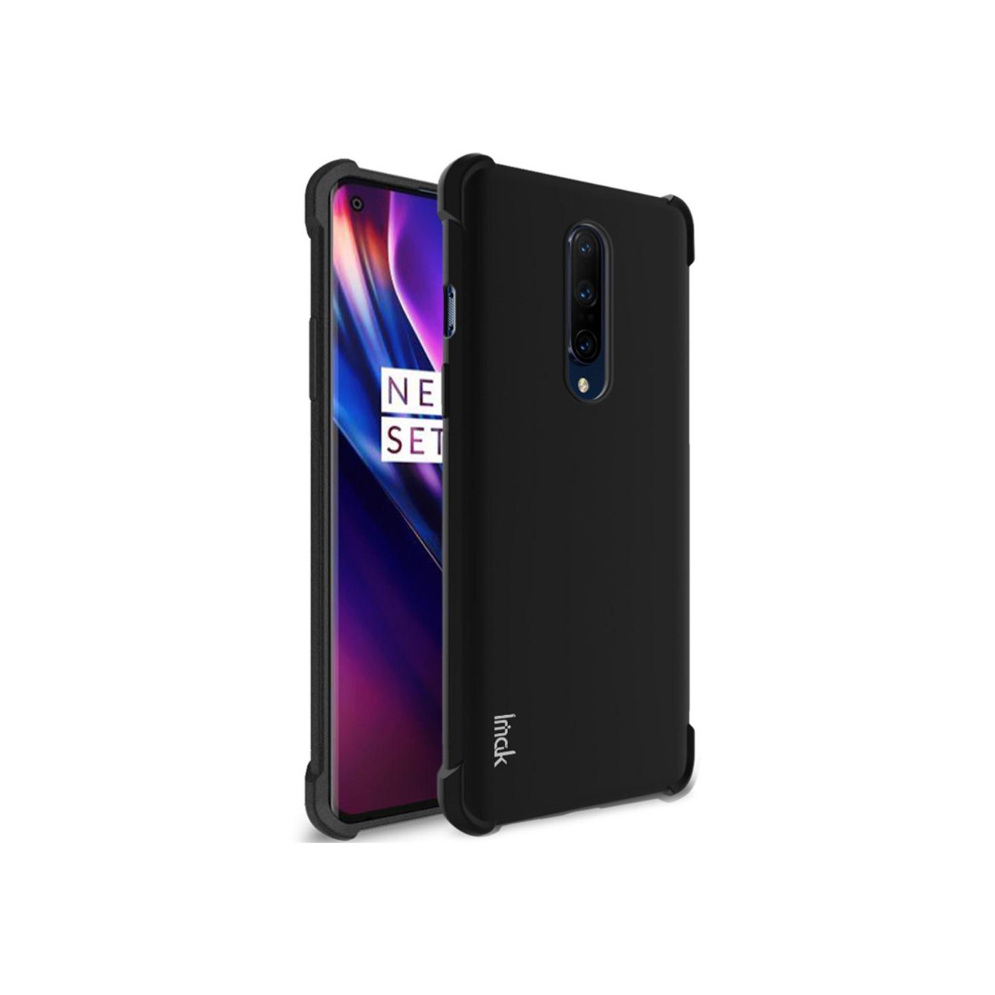 IMAK Soft TPU Cover with Screen Protector for OnePlus 8 - Black