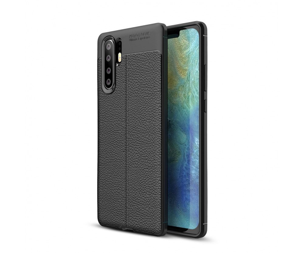 TPU-skal Litchi Grain Huawei P30 Pro - Svart