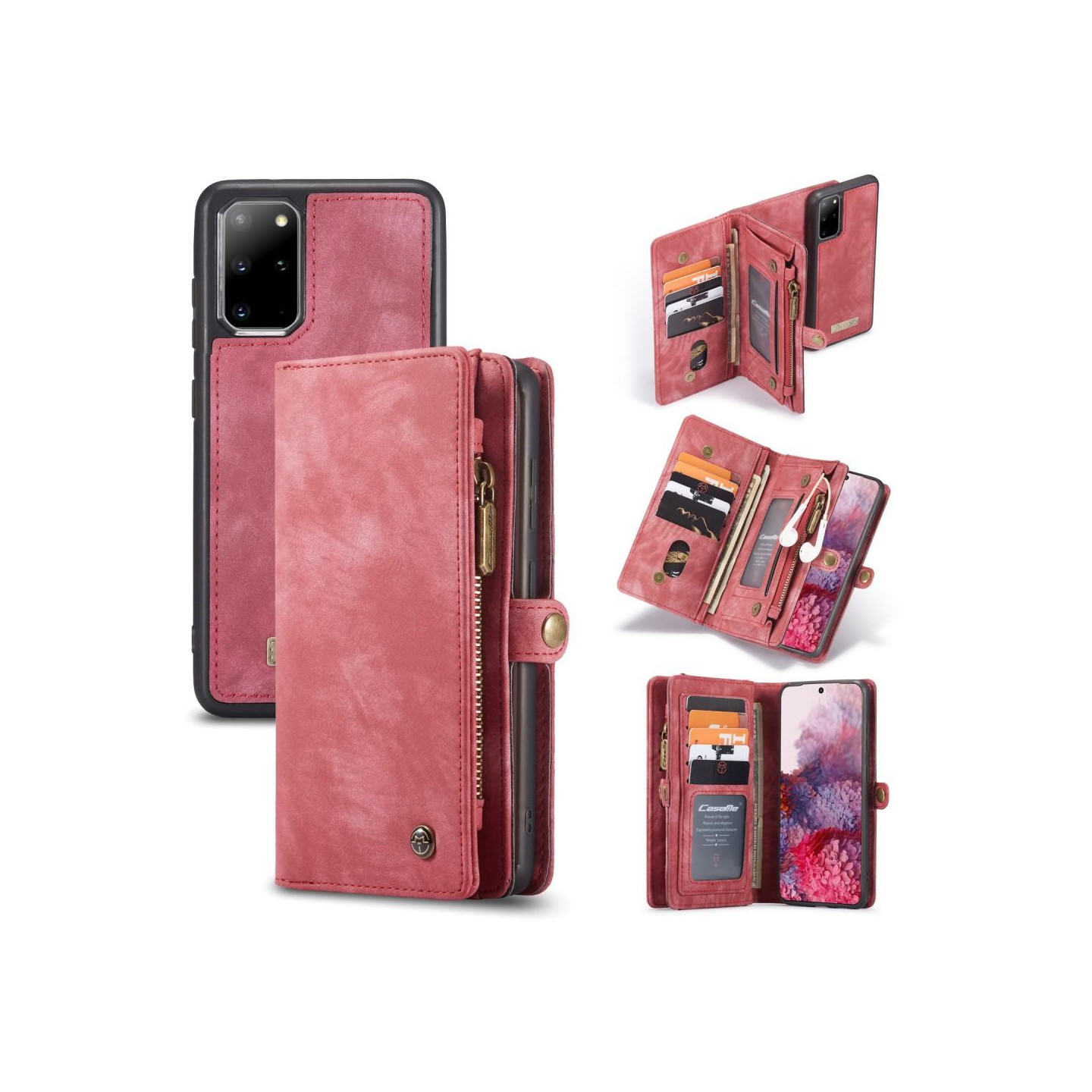 CASEME Samsung Galaxy S20 Plus Retro Lær Lommebok - deksel - Rød