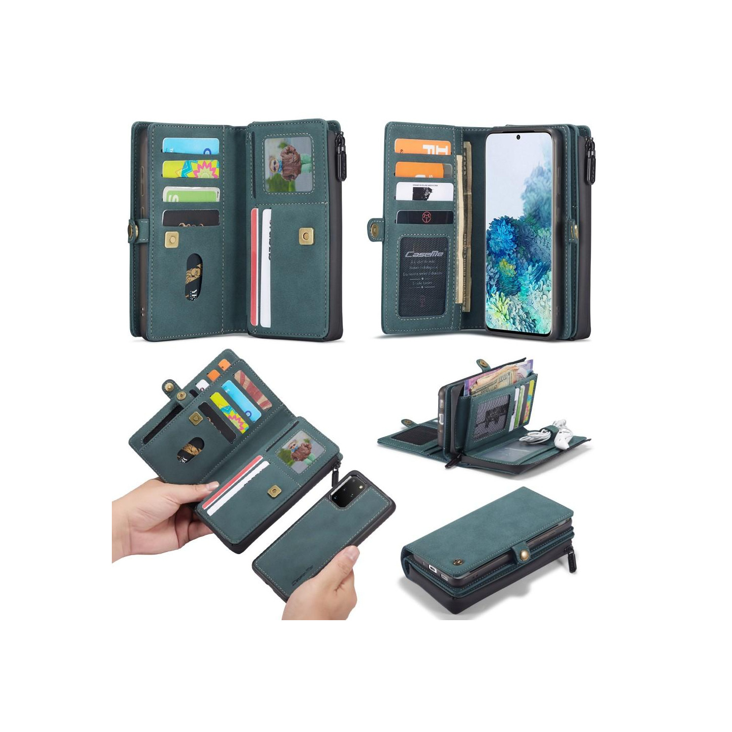 CASEME Samsung Galaxy S20 Plus Retro Lær Lommebok - cover - Grøn