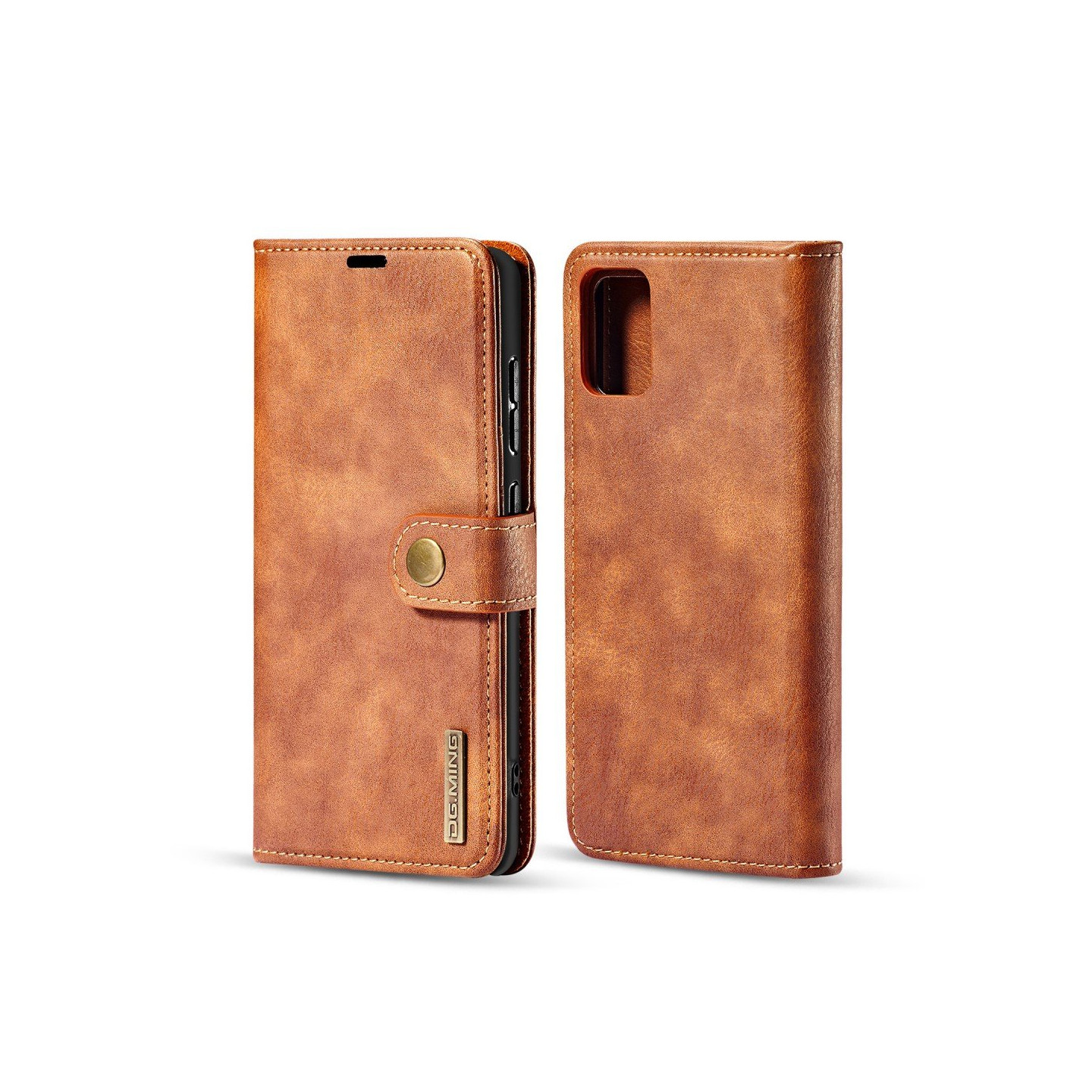 DG.MING Split Leather Wallet Case for Samsung Galaxy A51 - Brown