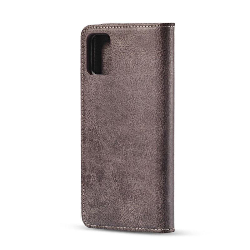 DG.MING Split Leather Wallet Case for Samsung Galaxy A51 - Grey