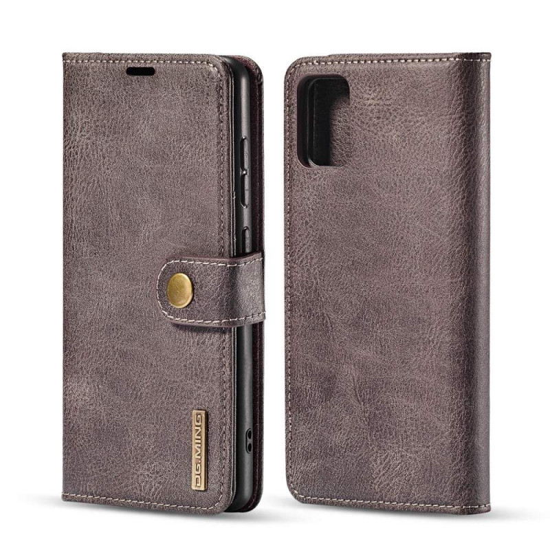 DG.MING Split Leather Wallet Case for Samsung Galaxy A71 - Grå