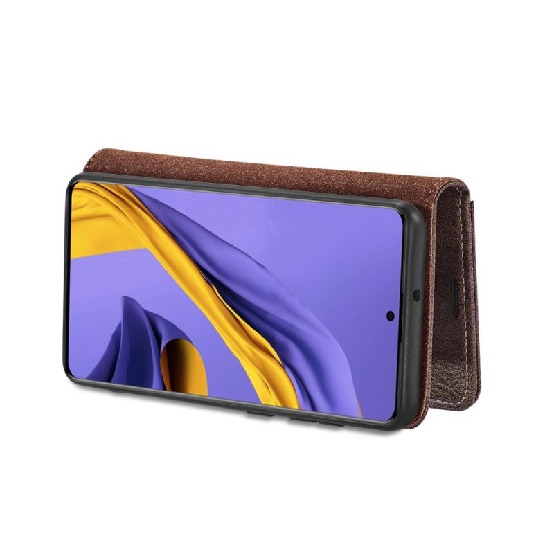 DG.MING Split Leather Wallet Case for Samsung Galaxy A71 - Grå