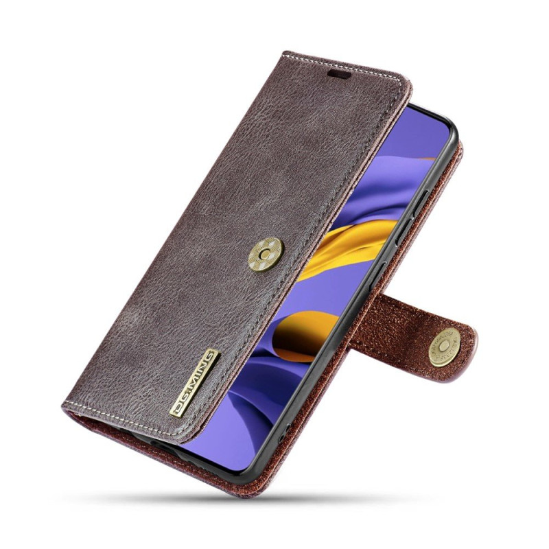 DG.MING Split Leather Wallet Case for Samsung Galaxy A71 - Grå