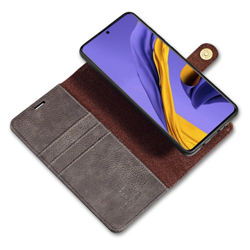 DG.MING Split Leather Wallet Case for Samsung Galaxy A71 - Grå