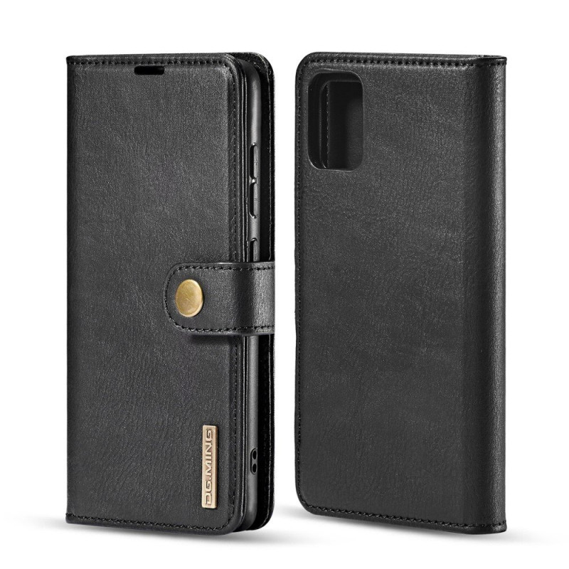 DG.MING Split Leather Wallet Case for Samsung Galaxy A71 - Black