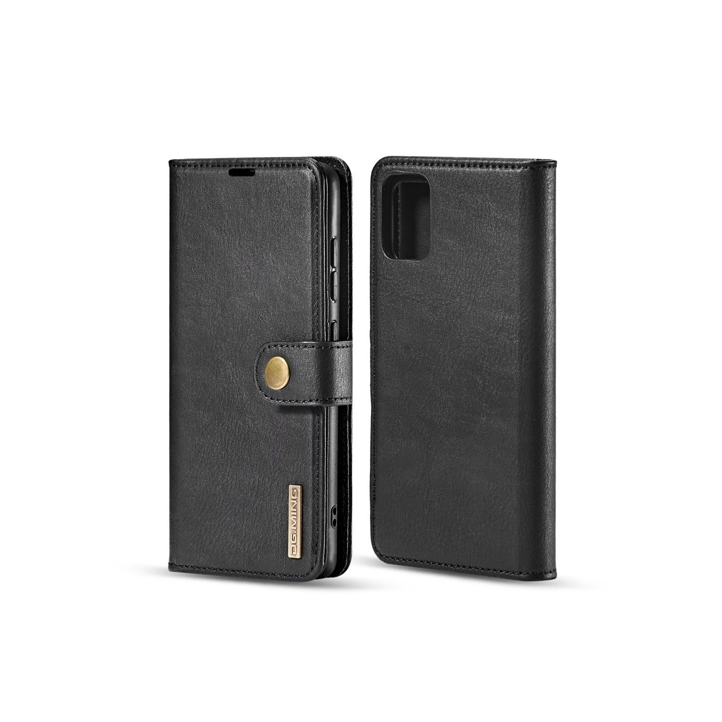 DG.MING Split Leather Wallet Case for Samsung Galaxy A71 - Black