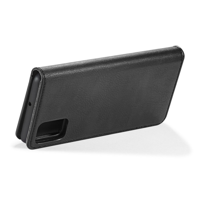 DG.MING Split Leather Wallet Case for Samsung Galaxy A71 - Black