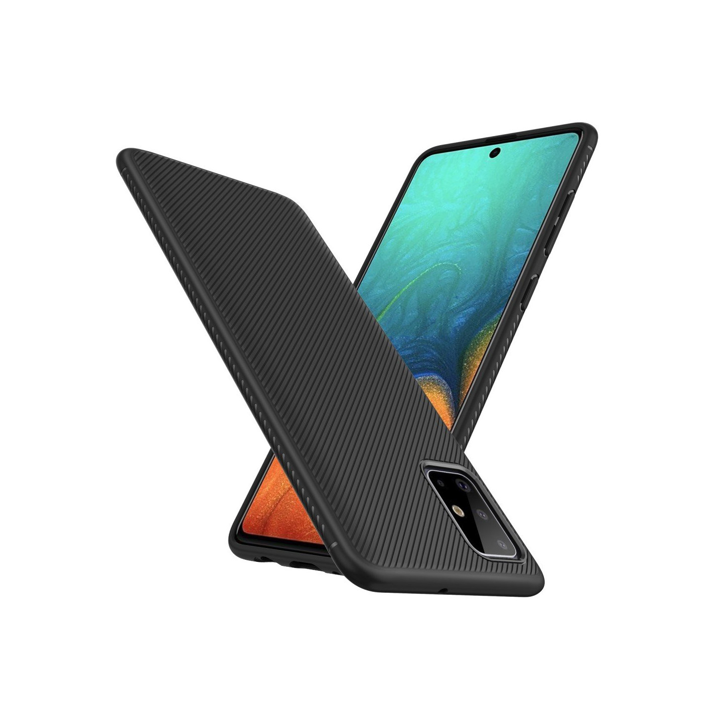 Samsung Galaxy A71 Jazz Twill Tekstur TPU - deksel - Svart