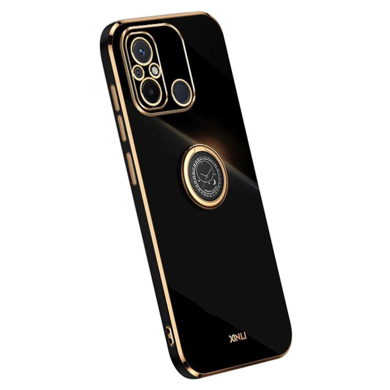 XINLI For Xiaomi Redmi 12C Ring Kickstand Case TPU Cover - Black