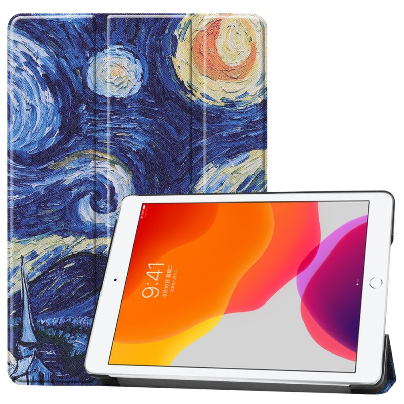 Apple iPad 10.2 2021/2020/2019 Pattern PU Tri - fold Stand Tablet Case - Abstract