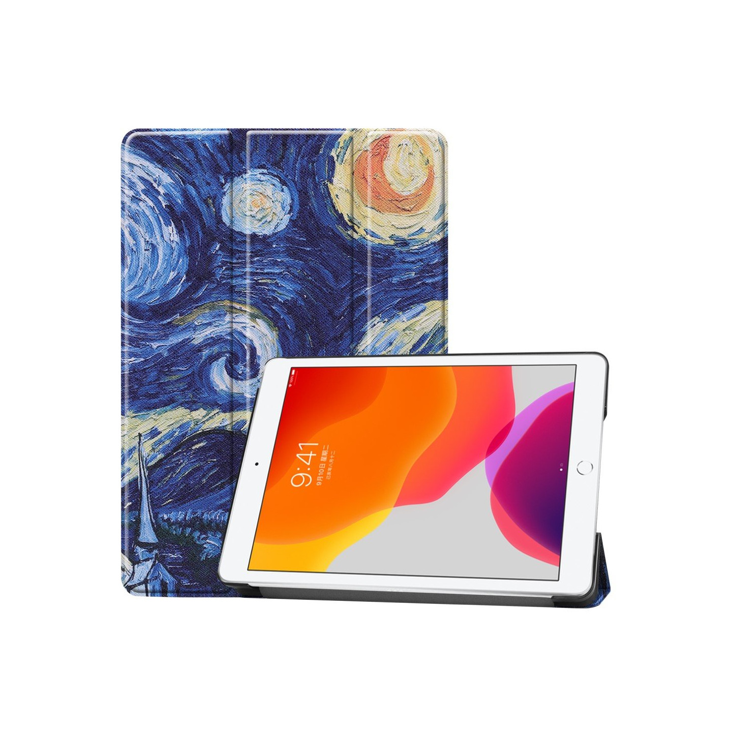 Apple iPad 10.2 2021/2020/2019 Trippeldeksel med smal passform - Abstrakt