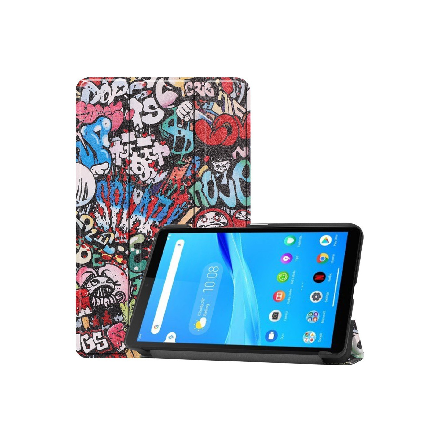 Pattern Tri - fold Stand Kansi Lenovo Tab M7 - Graffiti