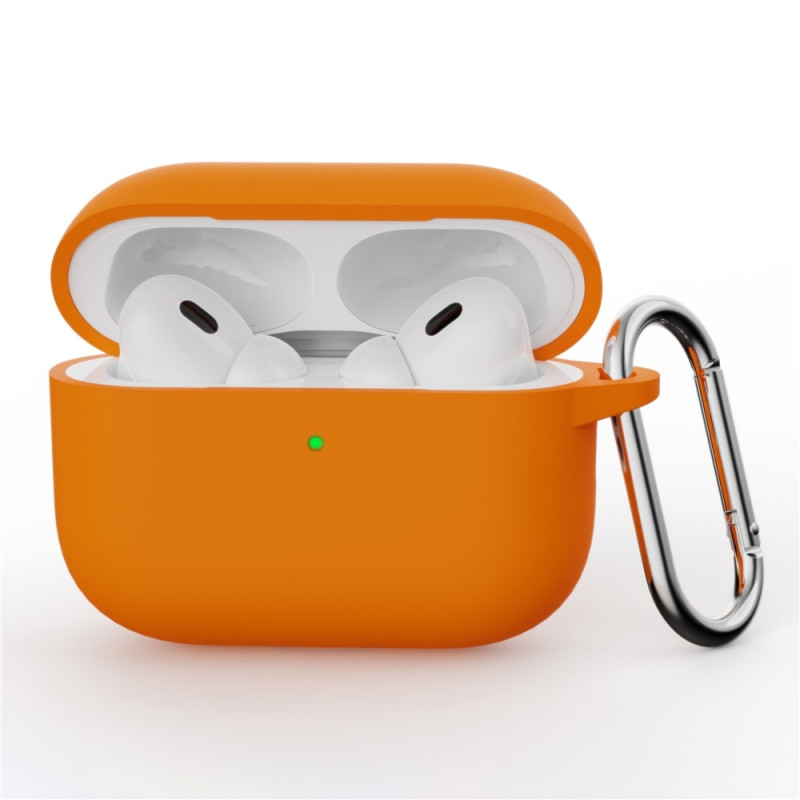 For AirPods Pro 3 Silicone Case Integrated Bluetooth Earphone Cover with Hook - Orange
