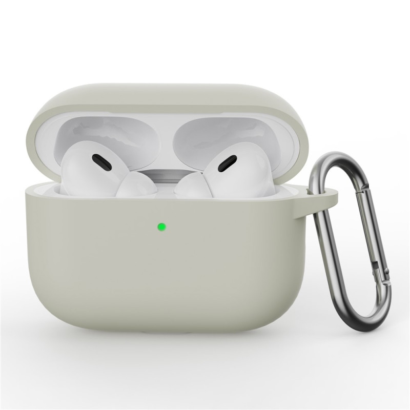 AirPods Pro 3 -kuulokkeille tarkoitettu silikonikuori, integroitu Bluetooth-kuulokkeiden suojus koukulla - Antiikki valkoinen