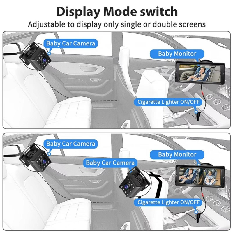 6.8" car monitor camera infrared camera baby monitor for car 360 degree dual camera