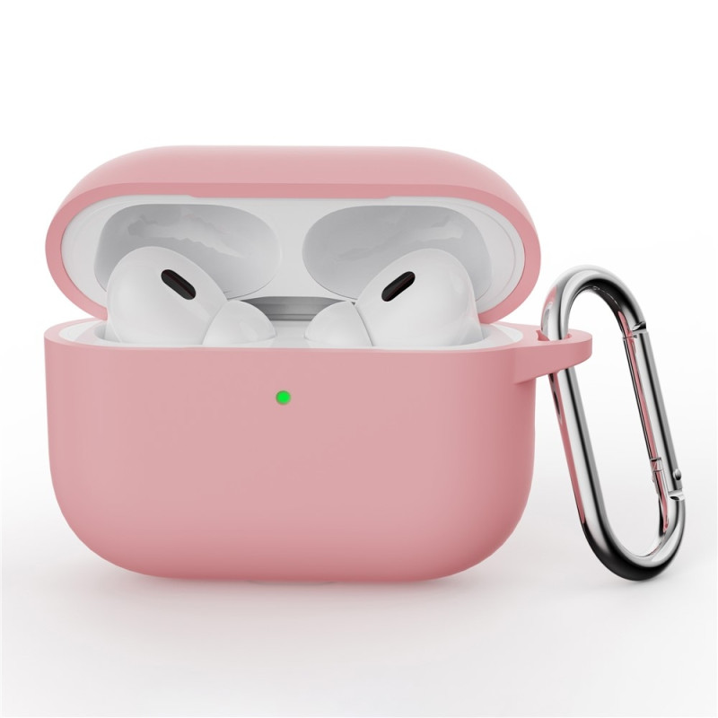 For AirPods Pro 3 Silicone Case Integrated Bluetooth Earphone Cover with Hook - Pink