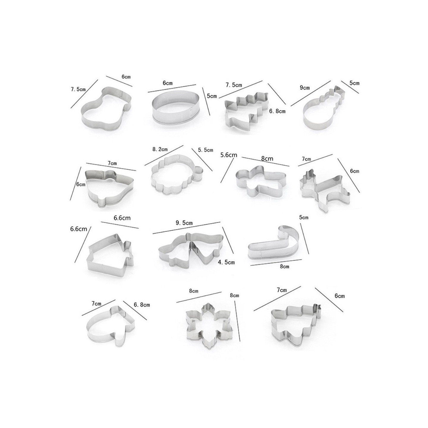 Pepperkakeformer 14 deler kaker i rustfritt stål julaften