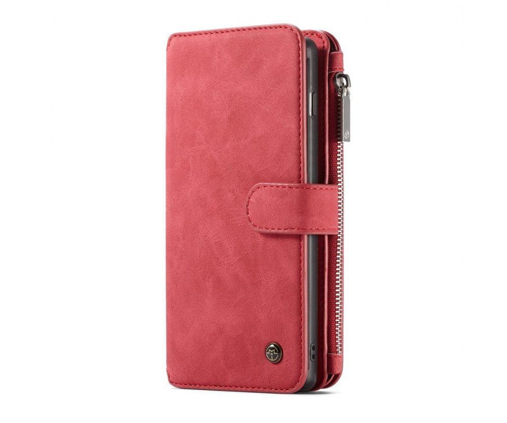 CASEME Samsung Galaxy S10+ Retro läder plånboksfodral - Röd