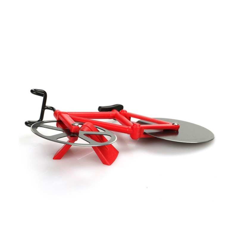 Stainless Steel Bike Shape Pizza Cutter Kitchen Tool - Red