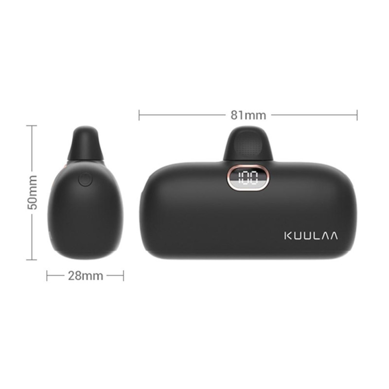 KUULAA 18W 5000mAh bærbar telefonlader USB - C Powerbank 2 porter