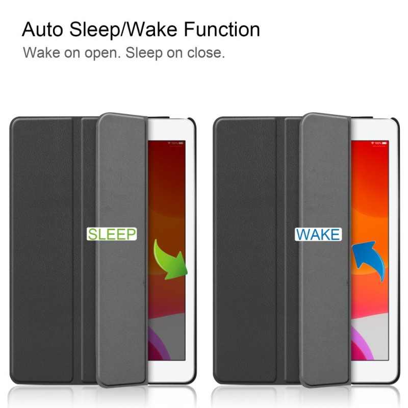 Tri - Fold Stander Tablet Cover til iPad 10.2 2021 2020 2019 Beskyttende Smart Etui med Automatisk Sleep og Wake - Sort