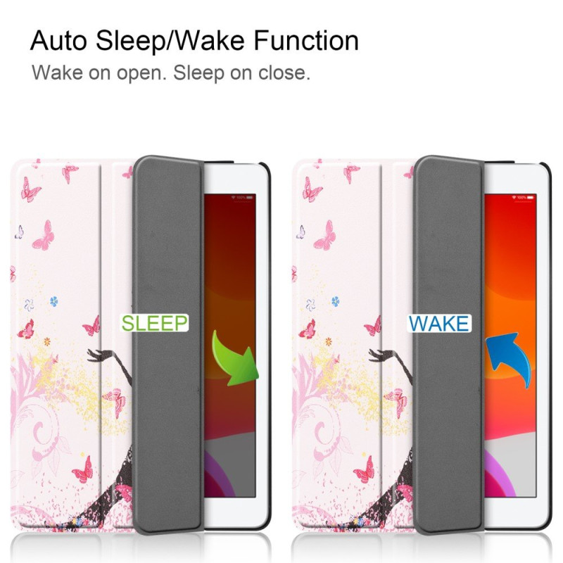 Apple iPad 10.2 (2019) Pattern PU Tri - fold Stand Tablet Case - Beauty