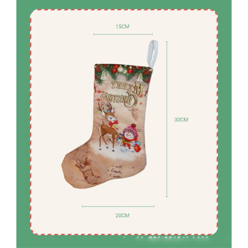 Sock Gift Bag Christmas Tree Ornaments - Snowman and Kids