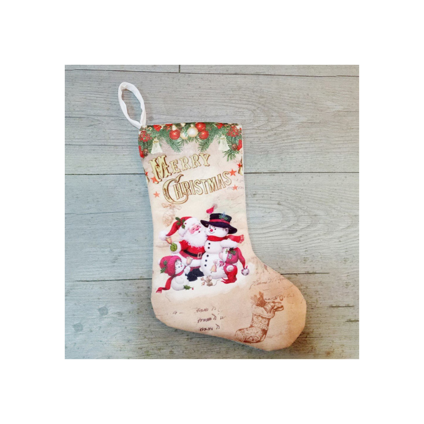 Sock Gift Bag Christmas Tree Ornaments - Snowman and Santa Claus