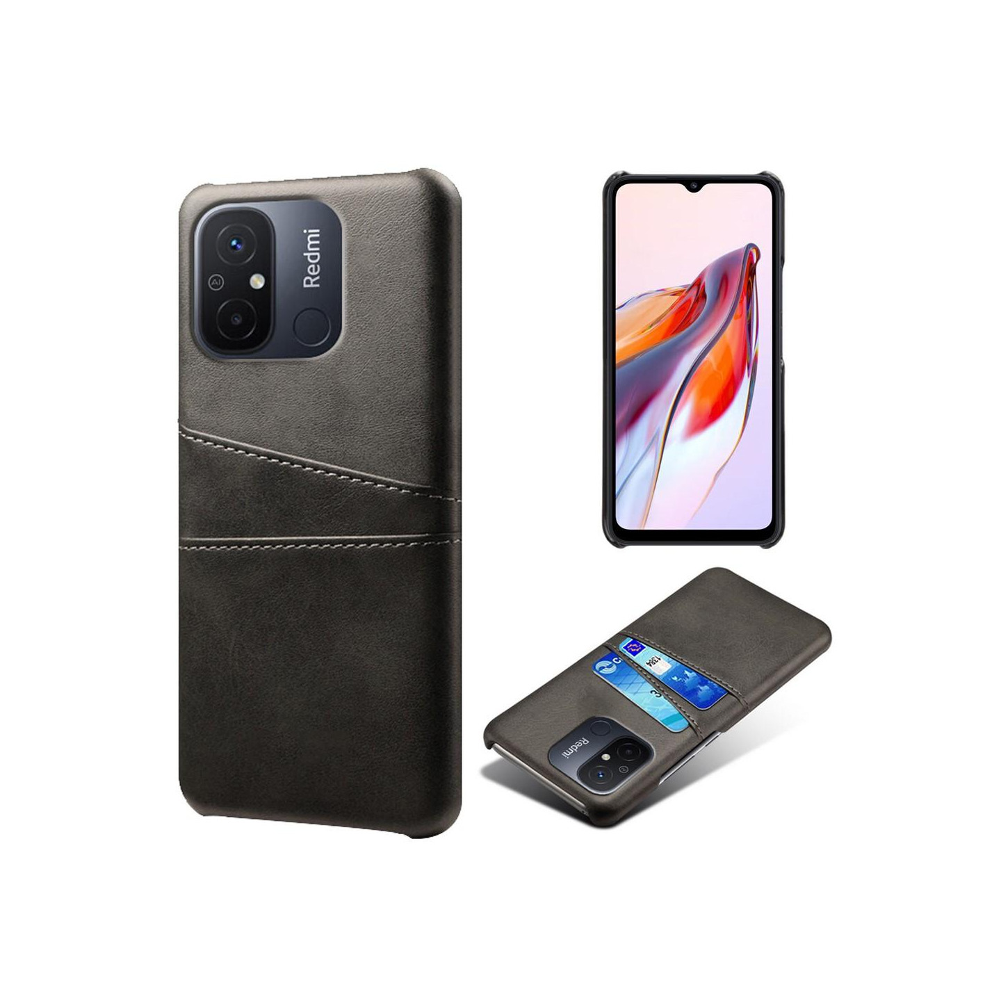 Til Xiaomi Redmi 12C KSQ PU - læderbelagt skalhård taske