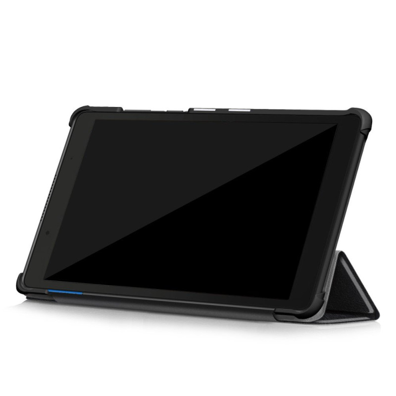Tri - fold Stand Kansi - Lenovo Tab E8 - Musta