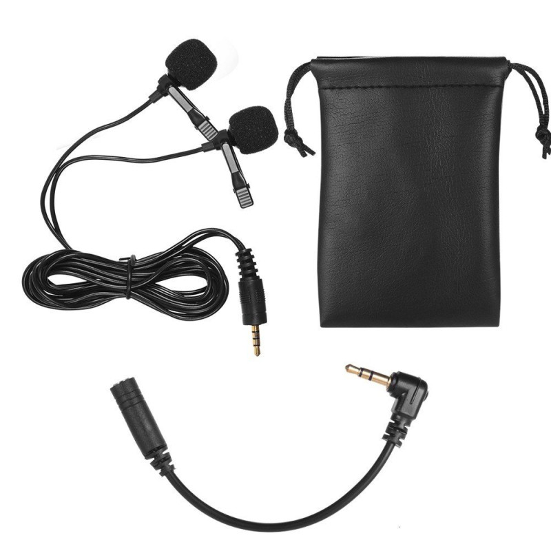 Dual - head Lavalier Lapel Omnidirectional Clip - on Microphone Mic