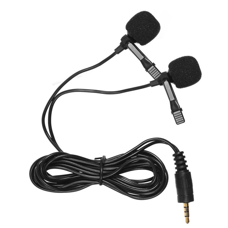 Dual - head Lavalier Lapel Omnidirectional Clip - on Microphone Mic