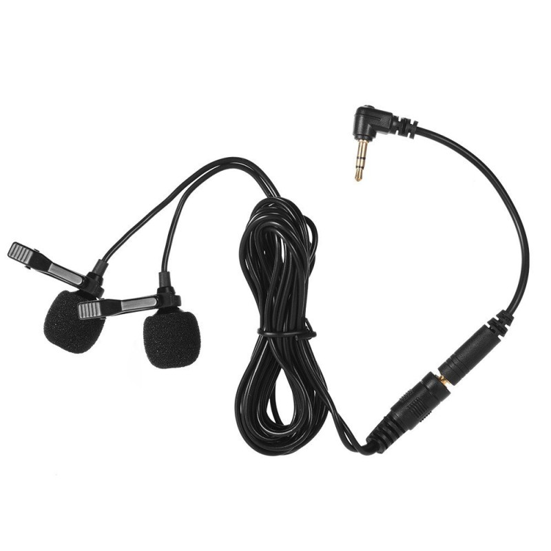 Dual - head Lavalier Lapel Omnidirectional Clip - on Microphone Mic