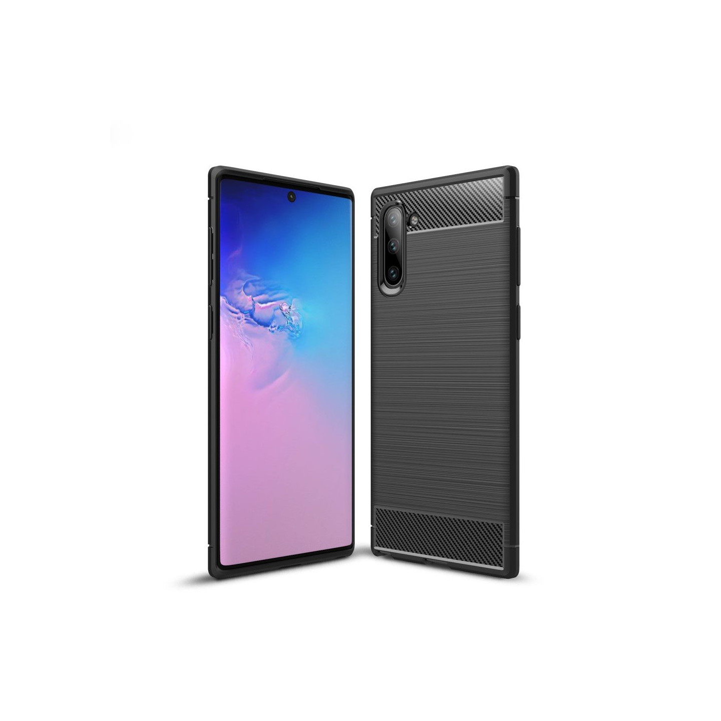 Samsung Galaxy Note 10 Karbonfiber Teksturdeksel - Svart