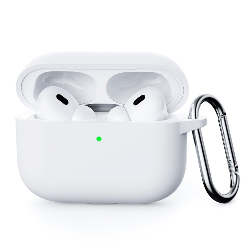 Til AirPods Pro 3 Silikone Etui Integreret Bluetooth Høretelefon Cover med Krog - Hvid