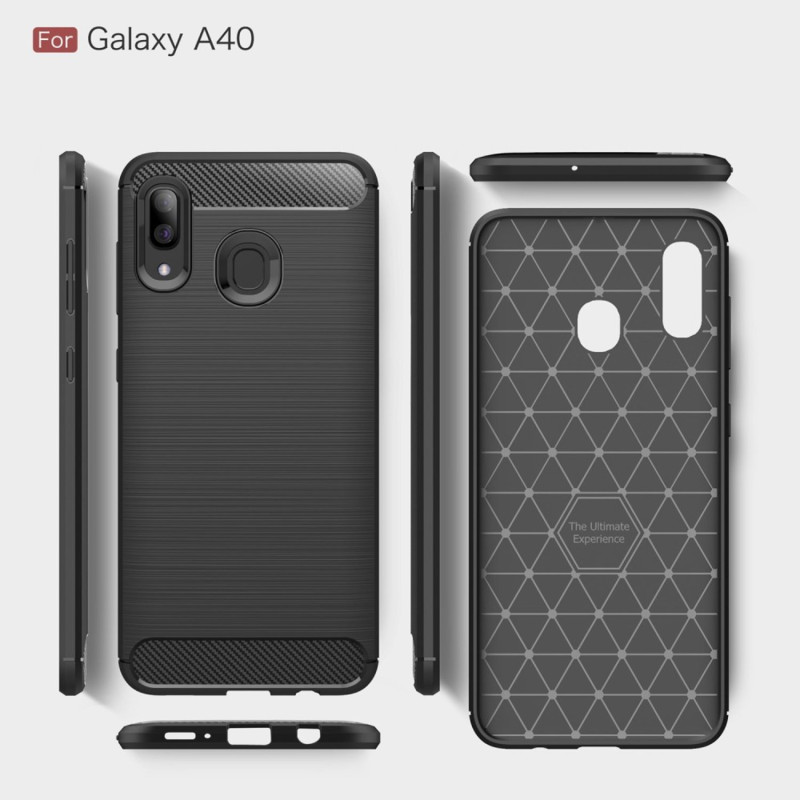 Samsung Galaxy A10 Carbon Fiber Texture Brushed TPU Case - Black