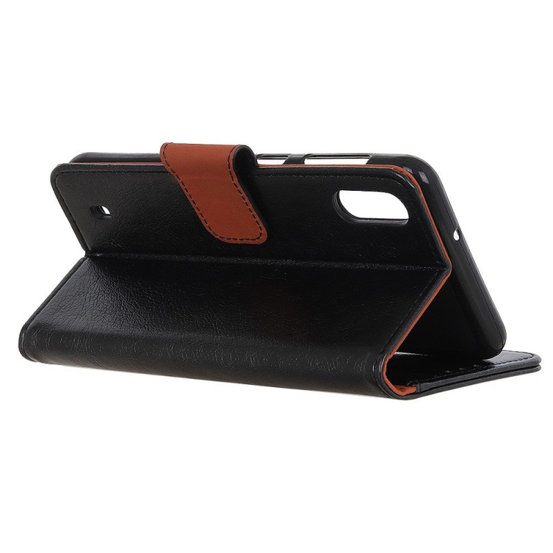 Nappa Texture Wallet Stand Case for Samsung Galaxy A10 - Black