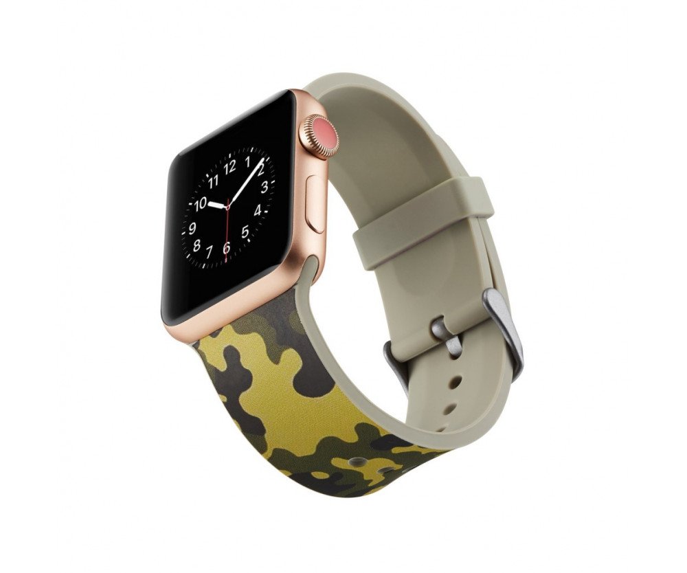 Silicone klockrem för Apple Watch 4 44mm, 3/2/1 42mm - Army Green Camouflage