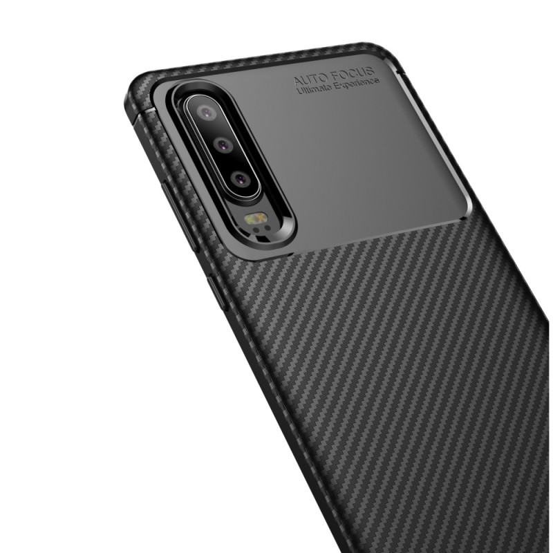 Huawei P30 Karbonfiber Teksturdeksel - Svart