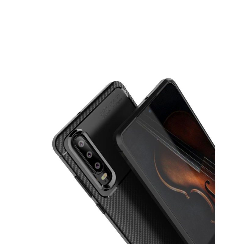 Huawei P30 Karbonfiber Teksturdeksel - Svart