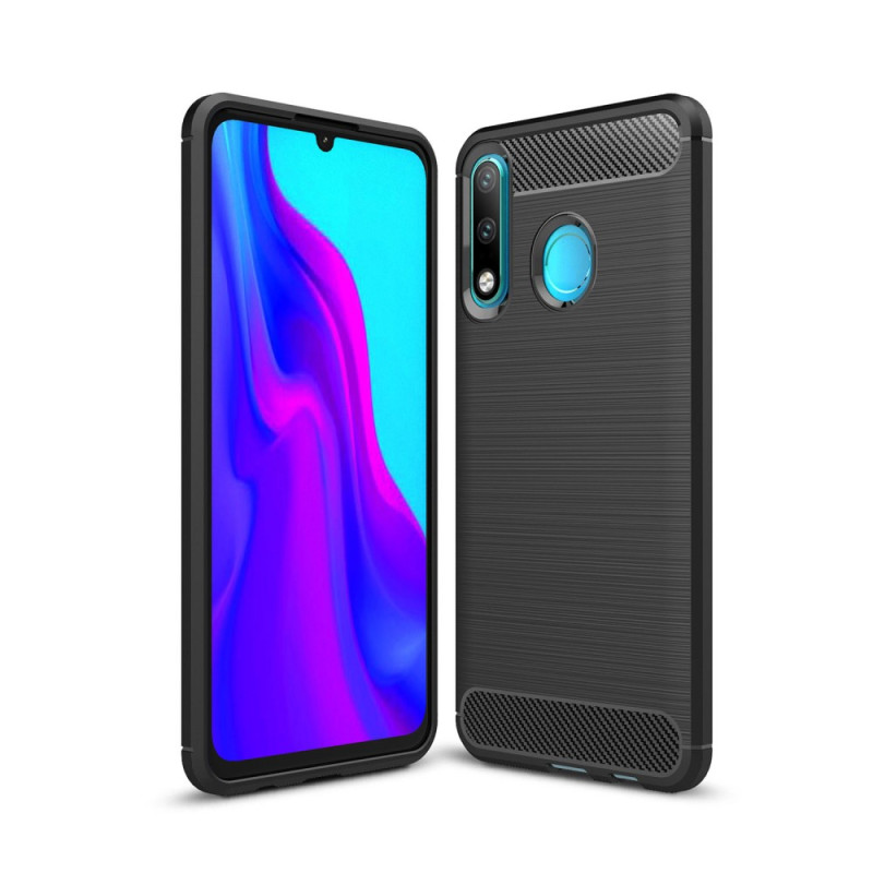 Huawei P30 Lite Karbonfiber Teksturdeksel - Svart