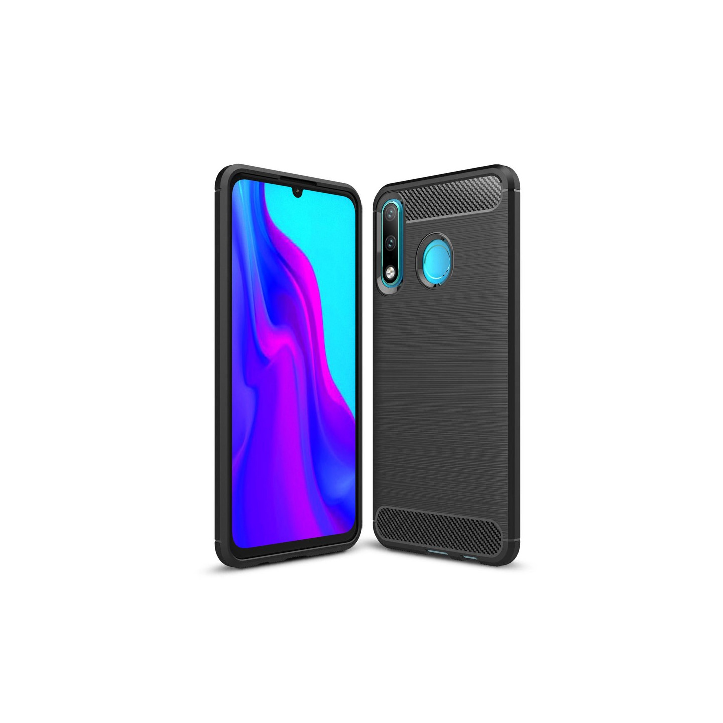 Carbon Fiber Texture Brushed TPU Shell Huawei P30 Lite - Black