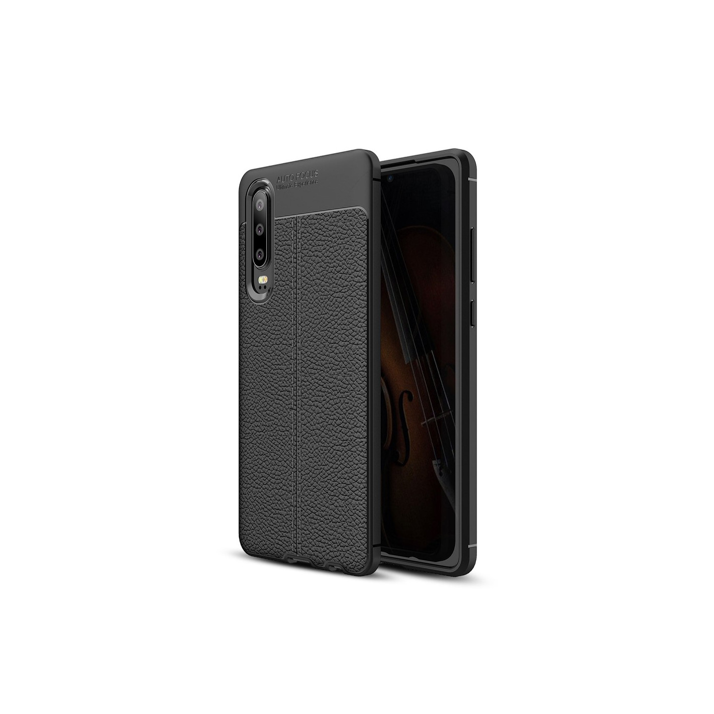 TPU Deksel Litchi Grain Huawei P30 - Svart
