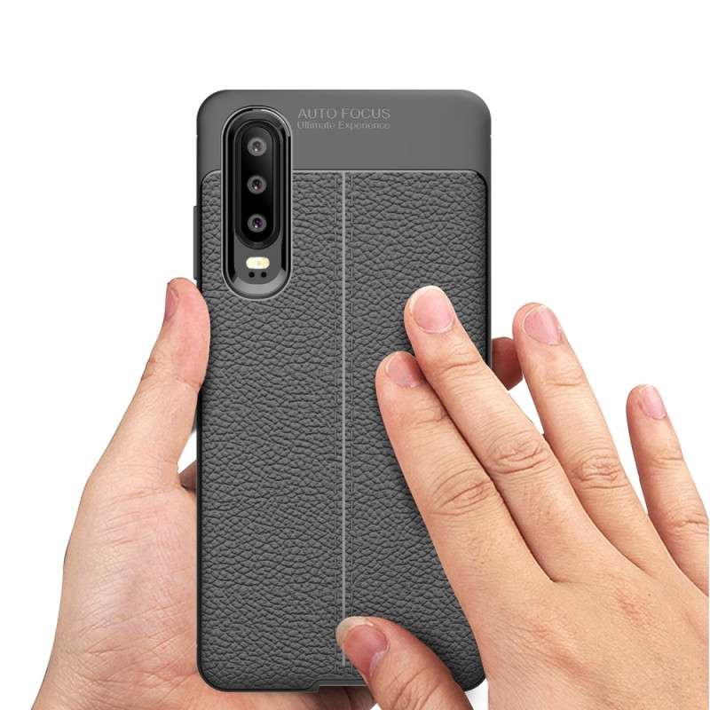 Litchi Coated Hard Plastic Casing Huawei P30 - Musta