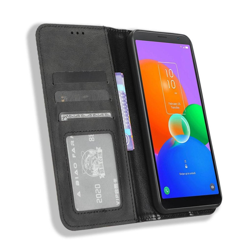 Wallet Stand Flip Phone Case for TCL 403 - Black